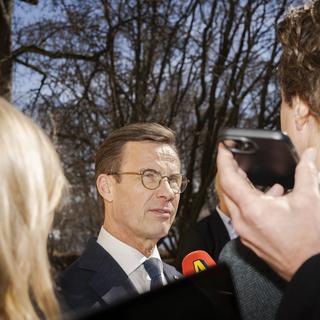 Ulf Kristersson under dagens konferens.