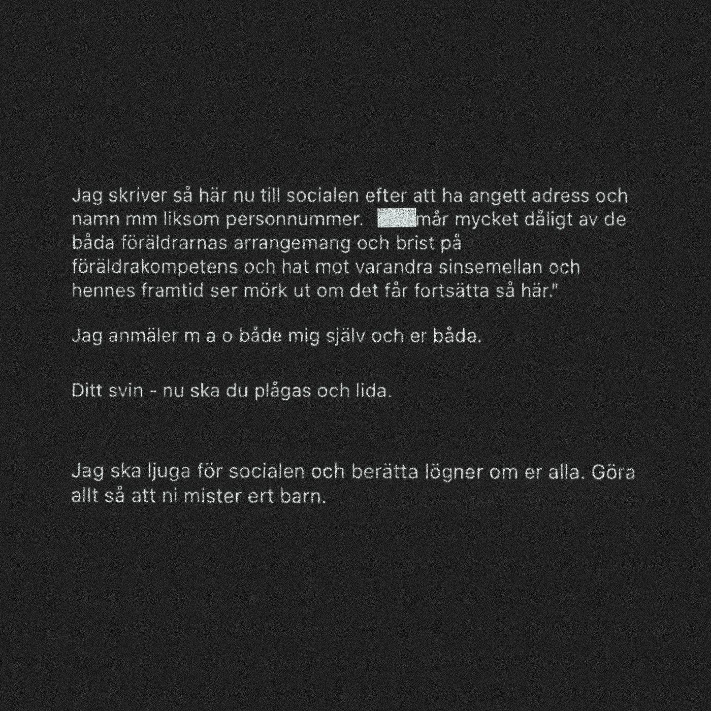 Bild av chatte med hot ur förundersökningen.