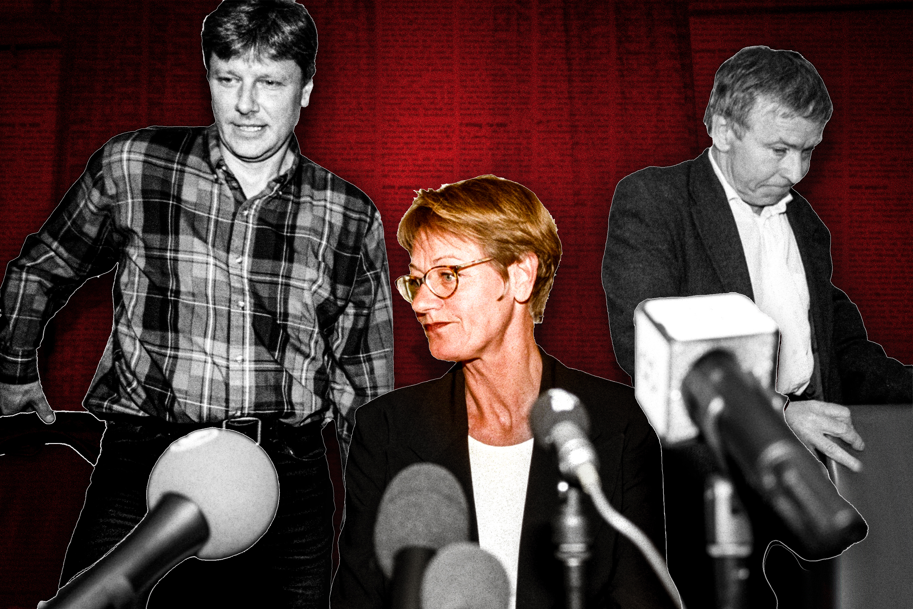 Lars Ohly, Gudrun Schyman och Johan Lönnroth på pressträff 1999.