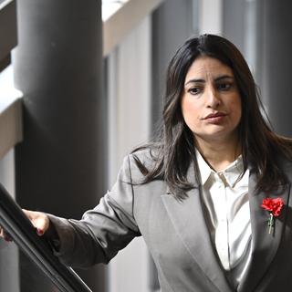 Partiledare Nooshi Dadgostar (V) under Vänsterpartiets kongress i Örebro.