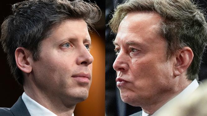 Open AI:s Sam Altman och Elon Musk, världens rikaste man. Bilden är ett montage.