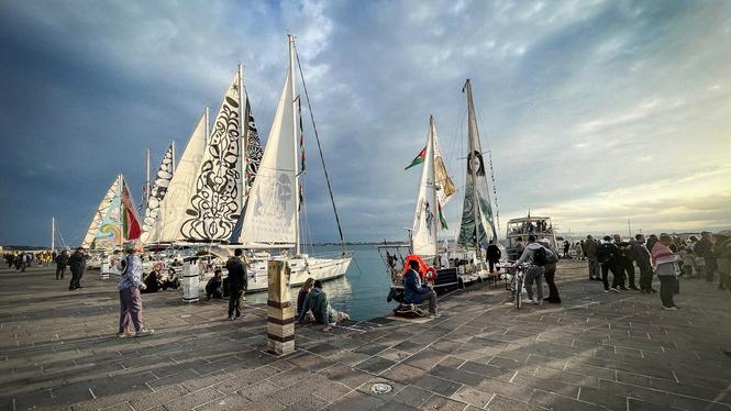 Segelbåtar i Spanien förbereder sig för att ansluta till resten av flotilljan i Italien, tidigare i april. Arkivbild.