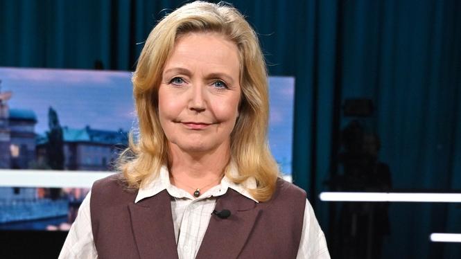 Centerpartiets partiledare Elisabeth Thand Ringqvist på söndagskvällens partiledardebatt.