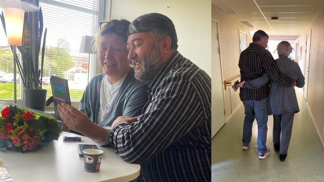 Här träffas paret efter två månader ifrån varandra.
