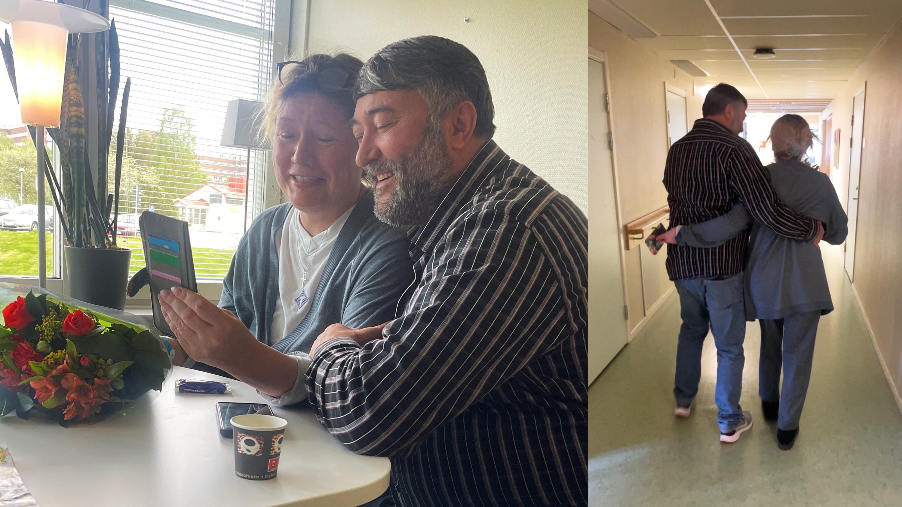 Här träffas paret efter två månader ifrån varandra.