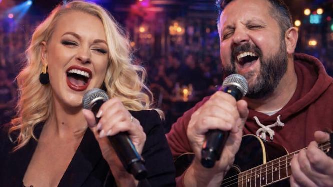 Lovisa och Jesper spelar ihop för att de har väldigt roligt tillsammans – och de hoppas att det smittar av sig när de gör musikquiz live i ETC Solpark.