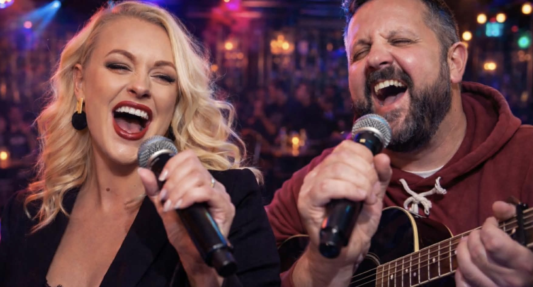 Lovisa och Jesper spelar ihop för att de har väldigt roligt tillsammans – och de hoppas att det smittar av sig när de gör musikquiz live i ETC Solpark.