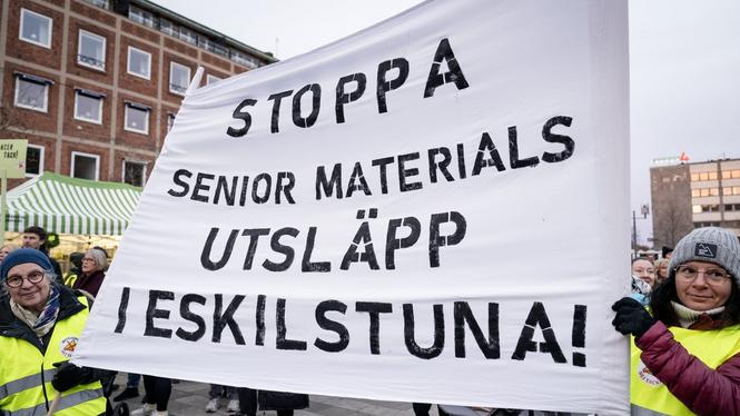 Demonstration i november 2025 mot att företaget Senior Material skulle släppa ut upp till 900 ton per år av den cancerframkallande och nervskadande kemikalien Metylklorid i produktionen vid sin fabrik. Arkivbild.