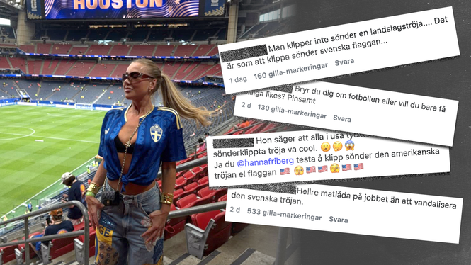 Influeraren Hanna Friberg fick en hel del kritik på sitt inlägg med den sönderklippta Sverigetröjan.