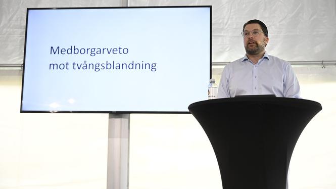 Sverigedemokraternas partiledare Jimmie Åkesson (SD) håller pressträff under Almedalsveckan.