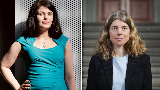 Deniz Butros (V), bostadsborgarråd i Stockholms stad och Anna Sehlin (V), oppositionsregionråd i Region Stockholm